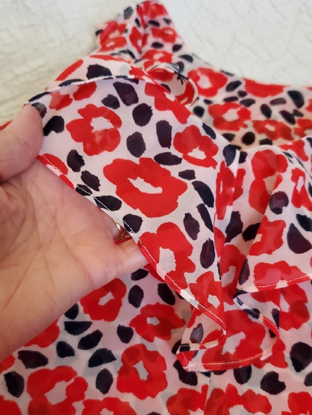 CAbi Red and Black Floral Print Top - Picture 3 of 6